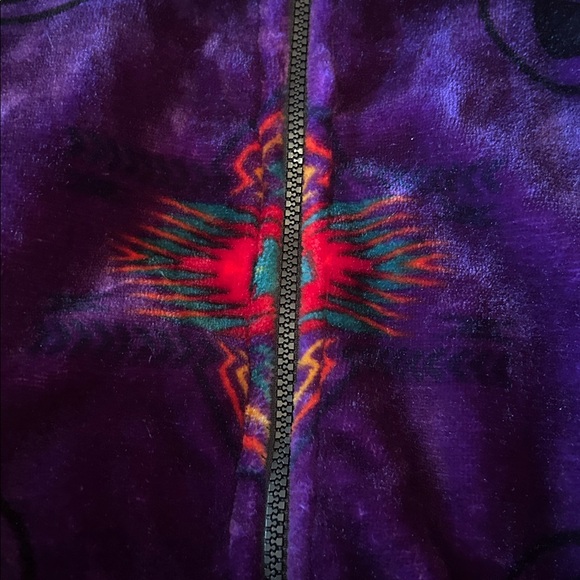 Aztec plush blanket zip up jacket purple SW print Size L/XL - Picture 9 of 12